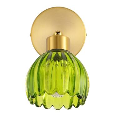 Imagem de KENMI Arandelas de parede, luminária vintage para banheiro, luminárias de parede modernas, arandelas de metal com sombra de vidro, lâmpada de parede de fazenda para quarto e sala de estar