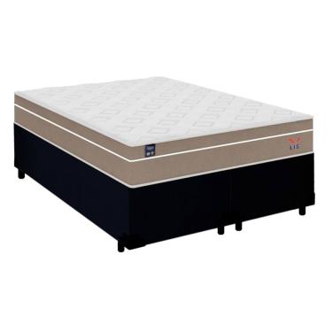 Imagem de Cama Box Casal Bipartido Suede + Colchão Lis Molas Ensacadas Plumatex 138cm