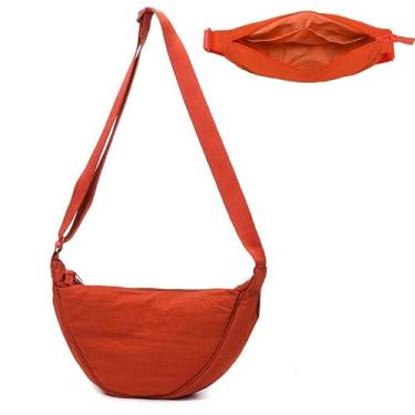 Imagem de TOPNICE Bolsa tiracolo de nylon crescente feminina Luna Dumpling Bag Leve Média Hobo Sling Bag Pochete de Viagem, Laranja, Small