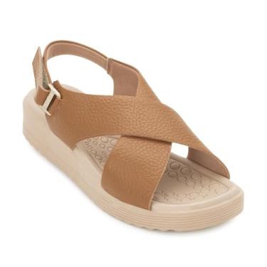 Imagem de Sandália Usaflex Feminina Couro Salto Anabela Ajuste Fecho-flex Casual Tan Ma10005003 34