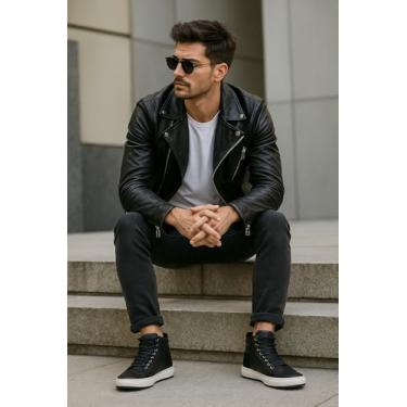 Imagem de Tênis Masculino Couro Legítimo – Cano Médio, Versátil e Confortável
