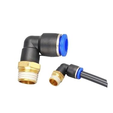 Imagem de Conector pneumático PL mangueira de 4 mm-12 mm OD 1/8 "1/10.2 cm 3/8 "1/5.1 cm tubo de rosca pneumática macho tubo conector de cotovelo tubo de ar P (mangueira OD de 4 mm, 1/20.3 cm)