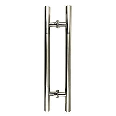 Imagem de DSeenLeap Gate Hardware Durável Aço Inoxidável 304 Escovado Tubo Redondo Puxador Porta de Vidro Puxador de Porta de Madeira Corrimão Deslizante (25 × 300 × 180 mm)