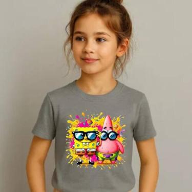 Imagem de Camiseta Infantil Personalizada Bob Esponja - Hs, Cinza, 12