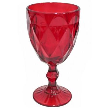 Imagem de Taça de vidro diamond vermelha individual 300ml para água vinho cervej