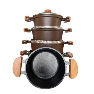 Imagem de Jogo 5 Peças Panelas De Alumínio Fundido Antiaderente Revestimento Granito