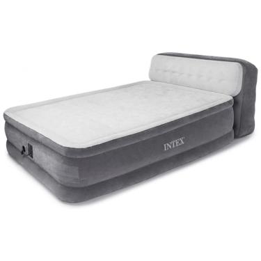 Imagem de Colchão Inflável Casal Queen com Bomba Embutida e Encosto, Para até 300KG, Intex, Cinza