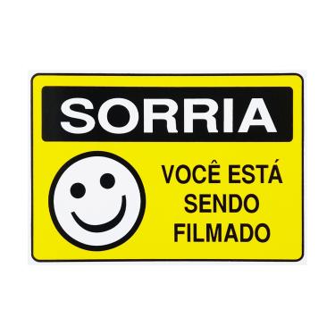 Imagem de Placa De Sinalização Sorria Você Está Sendo Filmado 25x15 Acesso - P-24/1 F9e