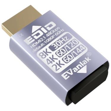 Imagem de EVanlak Adaptador de emulador Hdmi Passthrough Edid Plug fictício Monitor Virtual Headless Ghost Display Adapter-1080P60hz para 8K30Hz-1 pacote