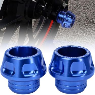 Imagem de Sliders genéricos de quadro de garfo dianteiro de motocicleta – Acessório protetor de colisão durável para proteção contra quedas de ciclomotor e scooter, azul