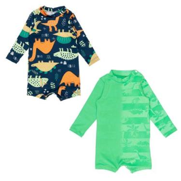 Imagem de Kit 2 Macacaquinhos Bebê Praia Traje De Banho Proteção Solar - Fofotin