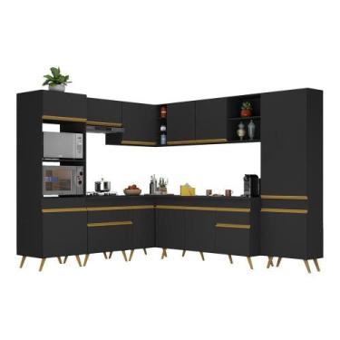 Imagem de Armário De Cozinha Completa De Canto Veneza Multimóveis V2047 Preto/do