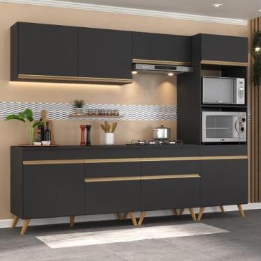 Imagem de Cozinha Completa 5 Peças C/ Armário E Balcão Veneza Gb Preta - MULTIMO