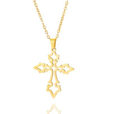 Imagem de MiiFort Colar com pingente de cruz a céu aberto, gargantilha religiosa, presente de aniversário para mulheres, filha, irmã, avó, neta, tia, amizade, One Size, Metal, Sem Pedra Preciosa