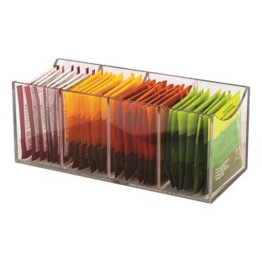 Imagem de 2X Caixa Porta Chá Divisórias 4 Nichos Sem Tampa Em Acrílico