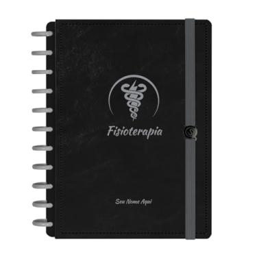 Imagem de Caderno De Disco Iscool Inteligente Personalizado 140 Folhas Profissões Preto Prata Fisioterapia Grande G+