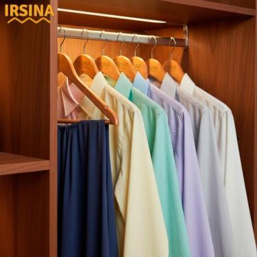 Imagem de Kit 30 Cabides de Madeira Natural Marfim 45cm Adulto com Gancho de Met