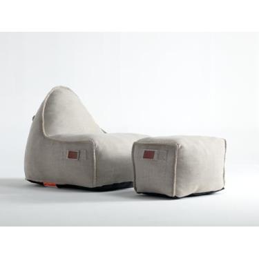 Imagem de Cadeira de pufe à prova de intempéries para pátio, cadeiras e conjuntos de otomano, preenchida com espuma de alta densidade, tecido resistente ao clima com proteção UV, espreguiçadeira para sala de