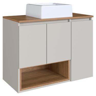 Imagem de Conjunto Gabinete Suspenso 80 Cm Com Cuba Bl9220 Mell Arenas Faem