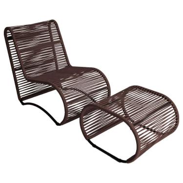 Imagem de Cadeira Poltrona E Puff Porto Para área Externa Em Alumínio Marrom