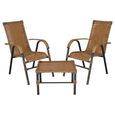 Imagem de Conjunto De Mesa De Centro E 2 Cadeiras Bela Para área Externa Caramelo