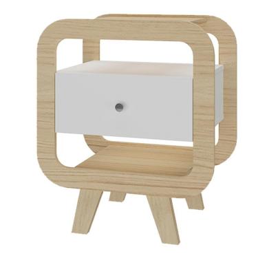 Imagem de Mesa De Apoio 1 Gaveta 65 Cm Porta Usb Naturale Arly Naturale Branco