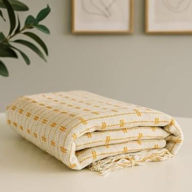 Imagem de Manta Para Sofá Gigante Luxo KING Manta Decorativa Premium 100% Algodão – Capa Protetora e Decorativa para Sofá Cama ou Sala (M.tijolinho CRU COM CARAMELO)