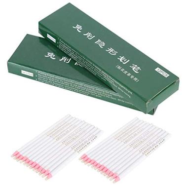 Imagem de 24 peças cortadas à mão sob medida, lápis de giz, marcador de costura para alfaiate, fornecimento de costura, madeira de bambu ecológica, segura, não tóxica, linhas claras, design