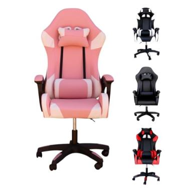 Imagem de Cadeira Gamer Ergonômica Reclinável 135° C7 Neo, Poltrona, Gamers, Setup, Profissional, Com almofadas, Escritório (Rosa e Branca)