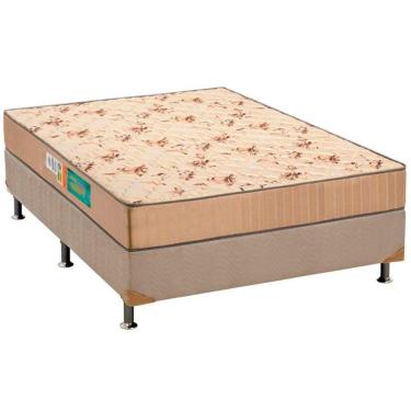 Imagem de Cama Box Casal: Colchão Espuma D33 Polar Pérola + Base Crc Suede Clean(138x188)