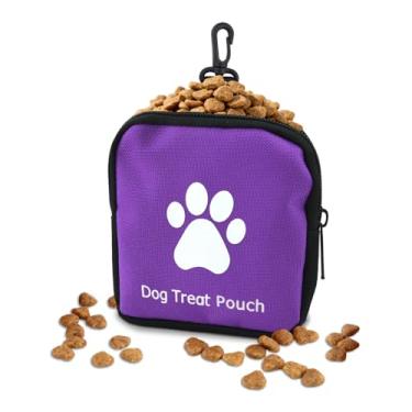 Imagem de Xiyantiji Sacos de guloseimas para cães para caminhar, bolsas de treinamento azuis para cães, gatos, salgadinhos, sacos de armazenamento de alimentos com zíper, bolsa de caminhada, roxa, acessórios de