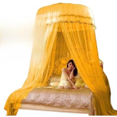 Imagem de Mosquiteiro de Teto Gigante Casal/Queen/King com Abertura Lateral 14m Tela Fina Anti-Inseto(Amarelo,Gigante s/abertura lateral)