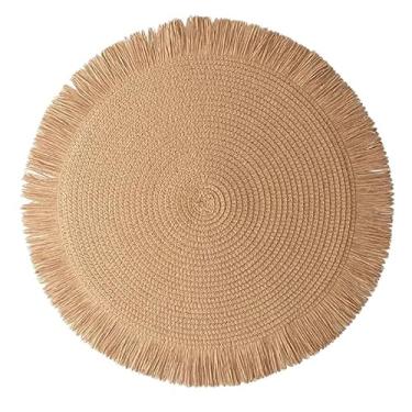 Imagem de Americano Redondo 38cm Sousplat Kit 2,4,6 Peças - Suplat de Mesa com Borda Desfiada Decorativo Elegante(MARROM,4)