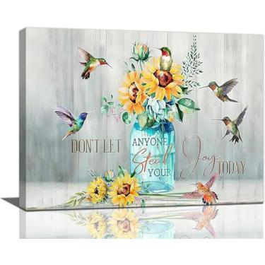 Imagem de Beija-flor girassol decoração de banheiro arte de parede citações motivacionais fotos de banheiro para parede rústica decoração de banheiro pintura em tela para escritório quarto cozinha sala de