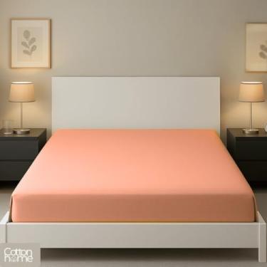 Imagem de Lençol Solteiro Colchão Malha 100% Algodão C/Elástico, 150 Gr, Antialérgico Salmão