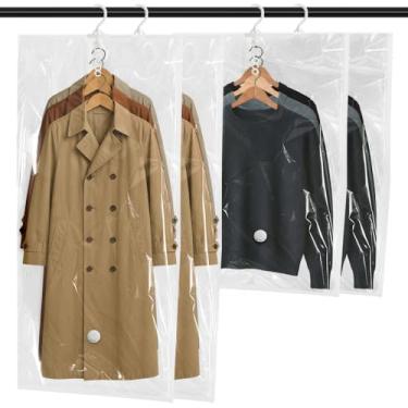 Imagem de Sacos de armazenamento a vácuo pendurados, design de vedação dupla de gancho rotativo de 360°, sacos de vedação a vácuo para pendurar economia de espaço para roupas