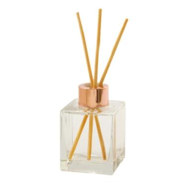 Imagem de Difusor de Aromas em Garrafa de Vidro em Formato Cubo com Tampa Elegante para Ambiente (ROSE)