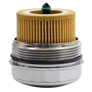 Imagem de 11427525334 Tampa da tampa do filtro de óleo de alumínio atualizado compatível com BMW N52 N20 N54 N55 323i 525i 128i 325Xi 328Xi 330Xi 528Xi 530Xi 740Li X3 X5 X6