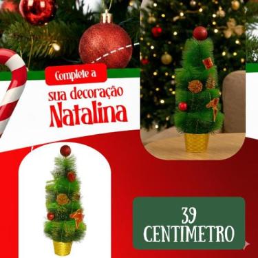 Imagem de Mini Arvore Natal Pinheiro Decorada Laços Bico Papagaio 39cm Enfeite N