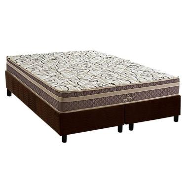 Imagem de Cama Box Queen: Colchão Molas Bonnel Herval Assis + Base Crc Suede Brown (158x198)