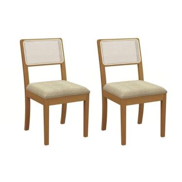 Imagem de Cadeira Sala De Jantar Lola 2cmm001ca Premium Madeira Maciça Kit 2 Un Carvalho/boucle Bege Fendi/tela Bege - Kappesberg