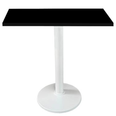 Imagem de Mesa Zeta Ferro Branco 75 Cm (alt) Disco Redondo Tampo Mdp Quadrado 80 Cm (larg) X 2,5 Cm (alt) Preto