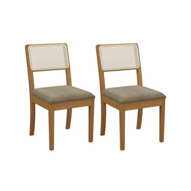 Imagem de Kit 2 Cadeiras Sala Jantar Lola 2cmm004ca Premium Madeira Maciça 2 Un Carvalho-linho Bege Fendi-tela Bege - Kappesberg