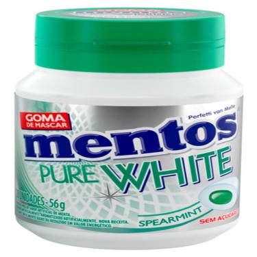 Imagem de Goma de Mascar Mentos Pure White Spearmint Sem Açúcar Pote 56g