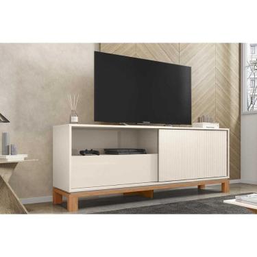 Imagem de Rack Bancada P/ Tv Até 55 Pol Mondrian 1.5 C/ 1 Porta E 1 Gaveta 150cm Off White Mr/freijo - Caemmun