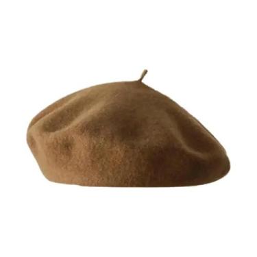 Imagem de Boina Feminina Vintage De Lã Estilo Francês Chapéu De Pintor Sólido Re