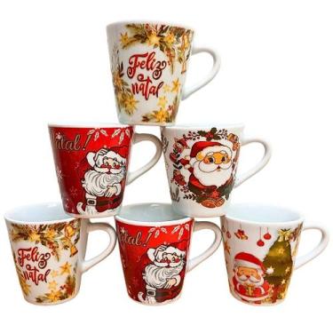 Imagem de Kit Jogo de 6 Canecas de Porcelana 120ml para Natal - Antilope Decor P