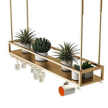 Imagem de Rack de vinho, bar, restaurante, garrafa de vinho, suporte para pendurar no teto, taças de metal montadas na parede e prateleira de armazenamento de garrafa de vinho - altura ajustável