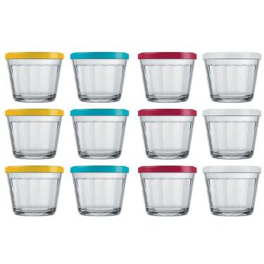 Imagem de Conjunto de Tigelas com Tampa Copo Americano em Vidro 150 ml – 12 Peças 