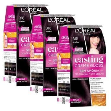 Imagem de Kit 3 Tinturas Casting Creme Gloss Ameixa 316